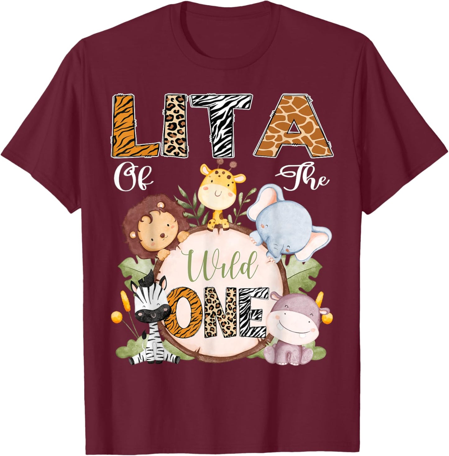 Lita Of The Wild One 1St Birthday Safari Woodland T-Shirt - T-Shirt | Maroon