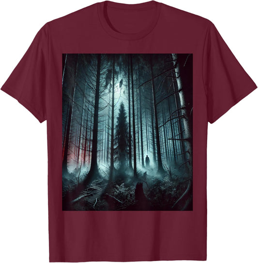 Haunted Forest T-Shirt - T-Shirt | Maroon