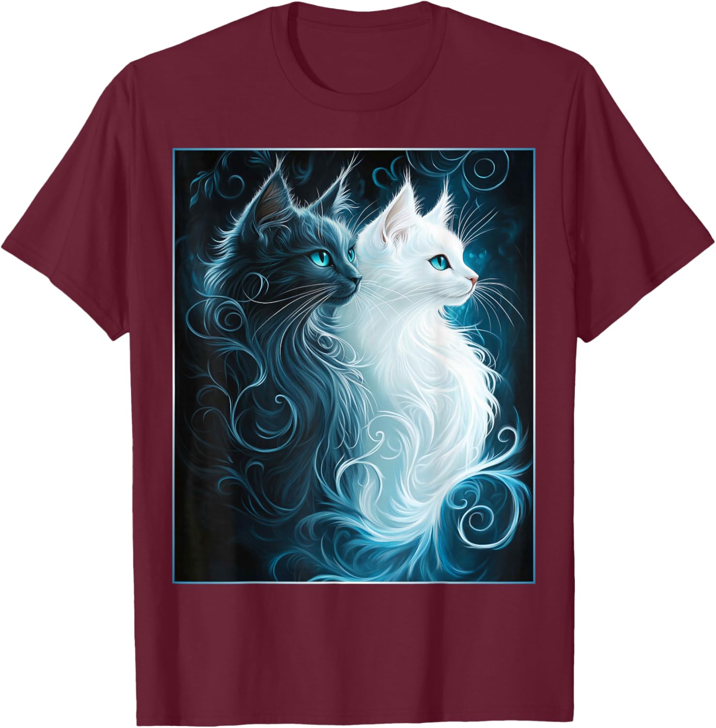Cute Magical Cat Kitten Fantasy Art Design T-Shirt - T-Shirt | Maroon