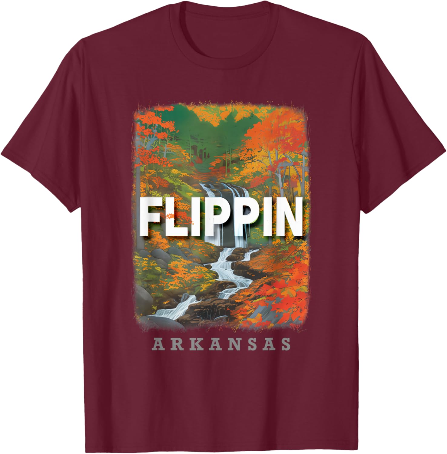 Flippin Arkansas AR Scenic Hiking Trails SD335 T-Shirt - T-Shirt | Maroon