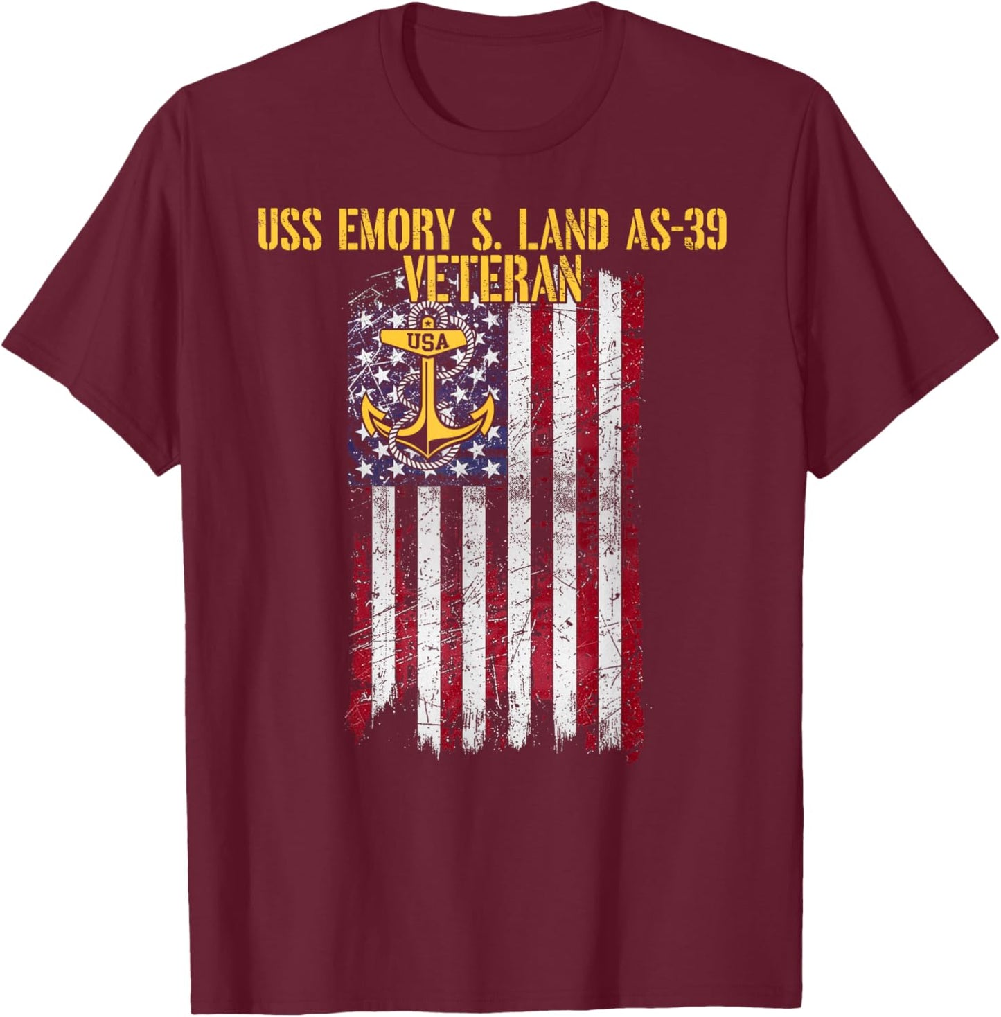 USS Emory S. Land AS-39 Submarine Tender Veteran T-Shirt - T-Shirt | Maroon