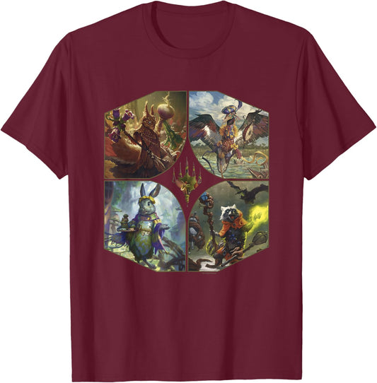 Magic: The Gathering Deck Commanders Portrait Vintage T-Shirt - T-Shirt | Maroon