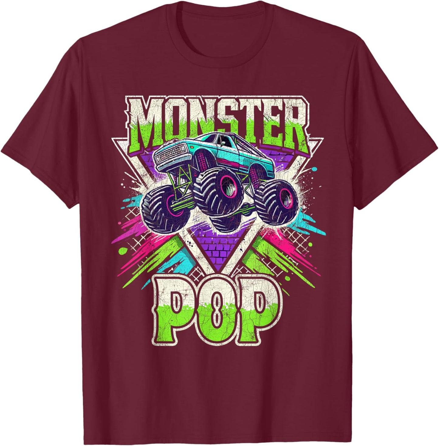 Matching Monster Truck Costume, Jam Birthday Monster Pop T-Shirt - T-Shirt | Maroon