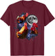 Vintage Three Roosters Howling at the Moon Funny Farm Animal T-Shirt - T-Shirt | Maroon
