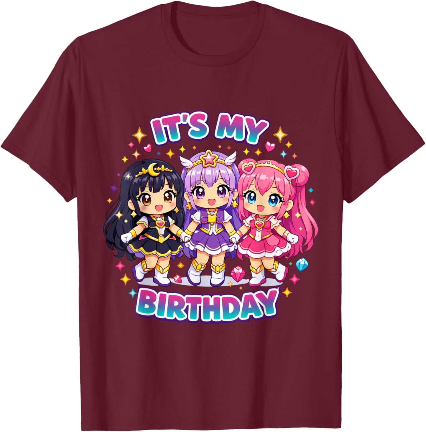 It's My Birthday - Cute Birthday Girl Kpop Chibi T-Shirt - T-Shirt | Maroon