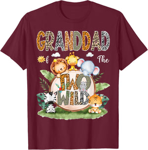 Granddad Of The Two Wild 2Nd Birthday Safari Animal Lover T-Shirt - T-Shirt | Maroon