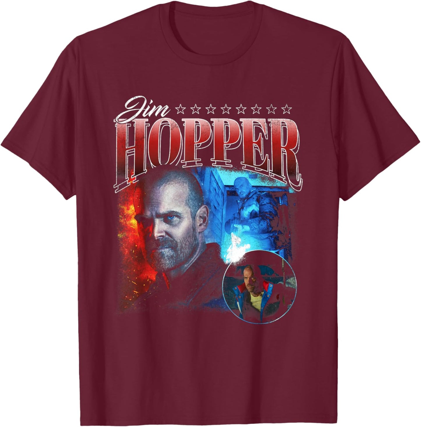 Stranger Things Jim Hopper Homage T-Shirt - T-Shirt | Maroon