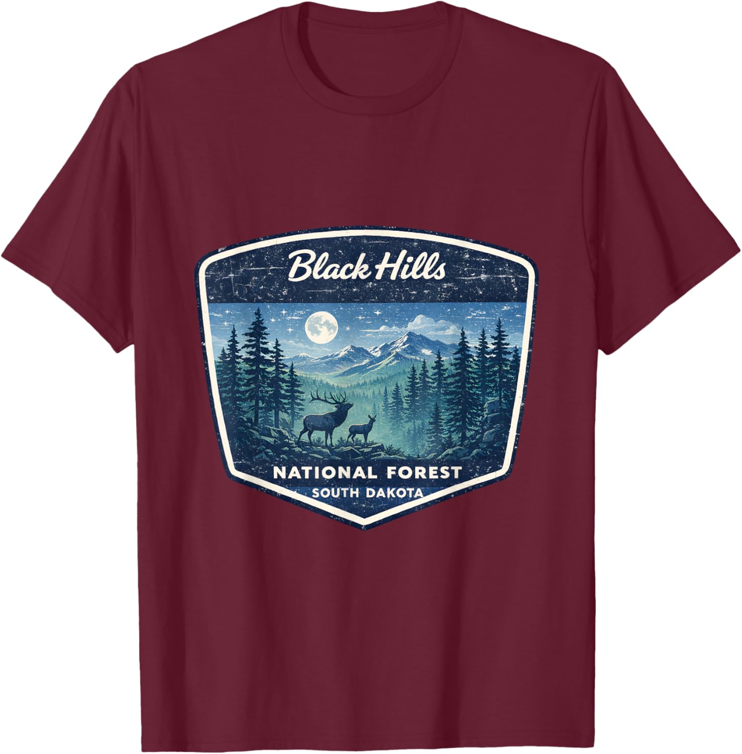 Black Hills National Forest South Dakota Nature Wildlife T-Shirt - T-Shirt | Maroon