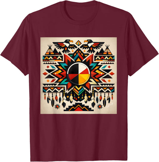 Contemporary Lakota Art T-Shirt - T-Shirt | Maroon