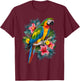 Parrot In Tropical Summer Flower Women Cockatiel Bird T-Shirt - T-Shirt | Maroon