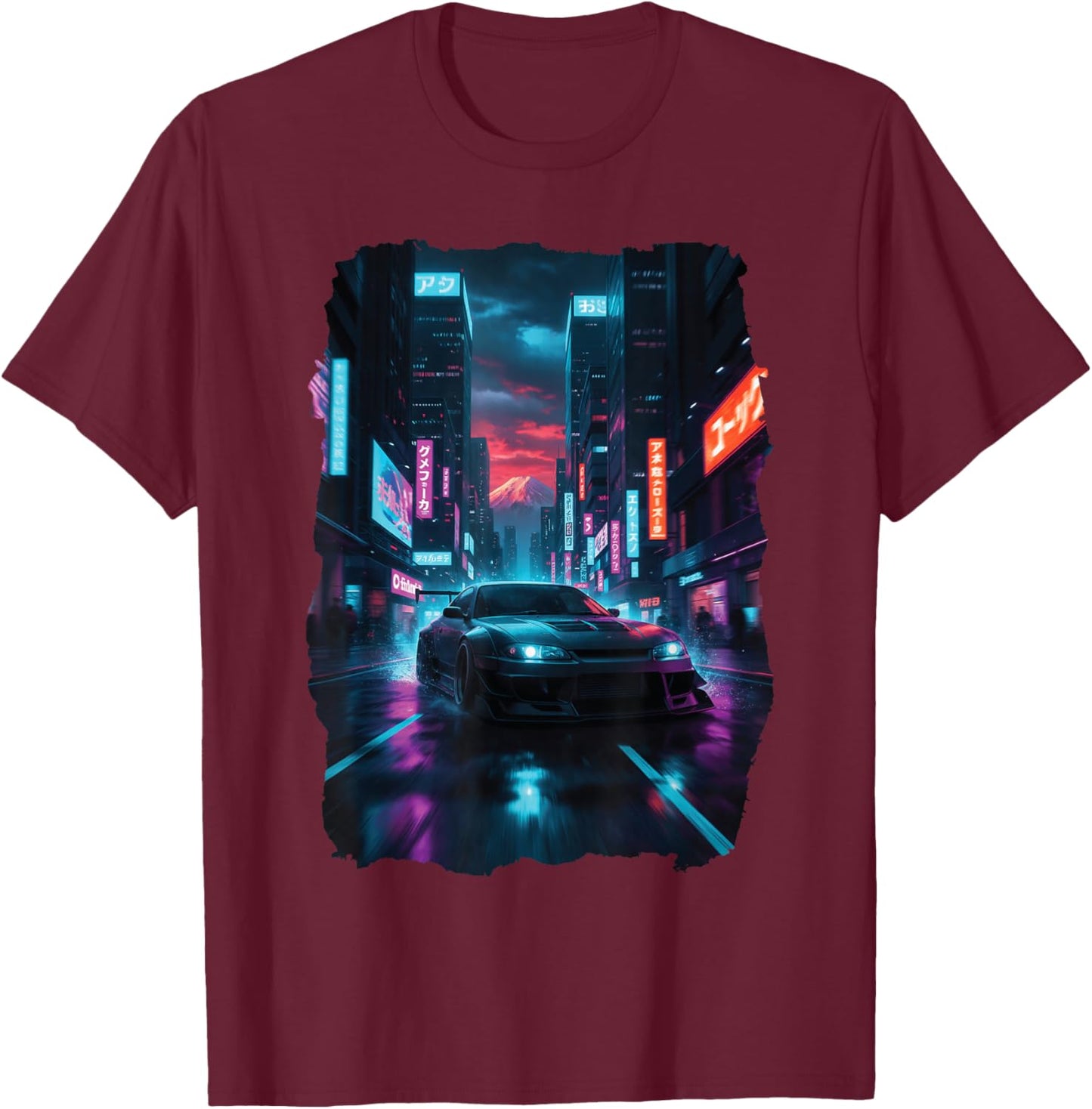 Cool Japanese car Drifting Graphic Art T-Shirt - T-Shirt | Maroon