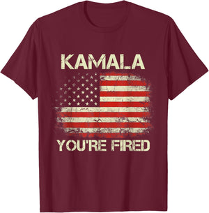 Kamala You're Fired Funny Anti Kamala Harris Election 2024 T-Shirt - T-Shirt | Maroon