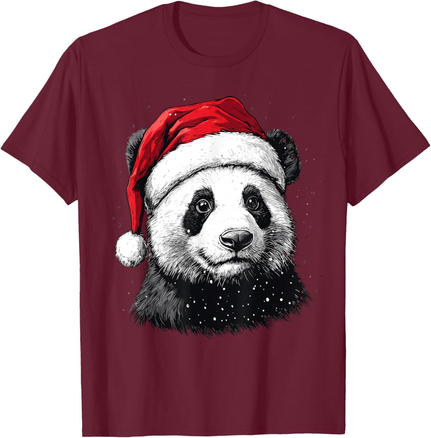 Panda Santa Hat Funny Panda Lovers Christmas Xmas Pajama T-Shirt - T-Shirt | Maroon