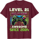 Level 21 Unlocked Video Game Controller 21st Birthday Gamer T-Shirt - T-Shirt | Maroon