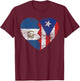 Puerto Rican Guatemalan Flags Heart | Guatemala Puerto Rico T-Shirt - T-Shirt | Maroon