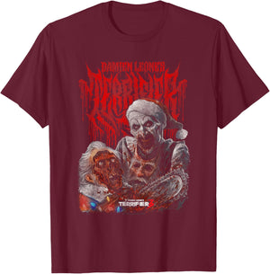 Terrifier 3 Bloody Art the Clown Chainsaw Christmas Horror T-Shirt - T-Shirt | Maroon