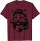 Funny Cat Face with Mullet and Mustache T-Shirt - T-Shirt | Maroon