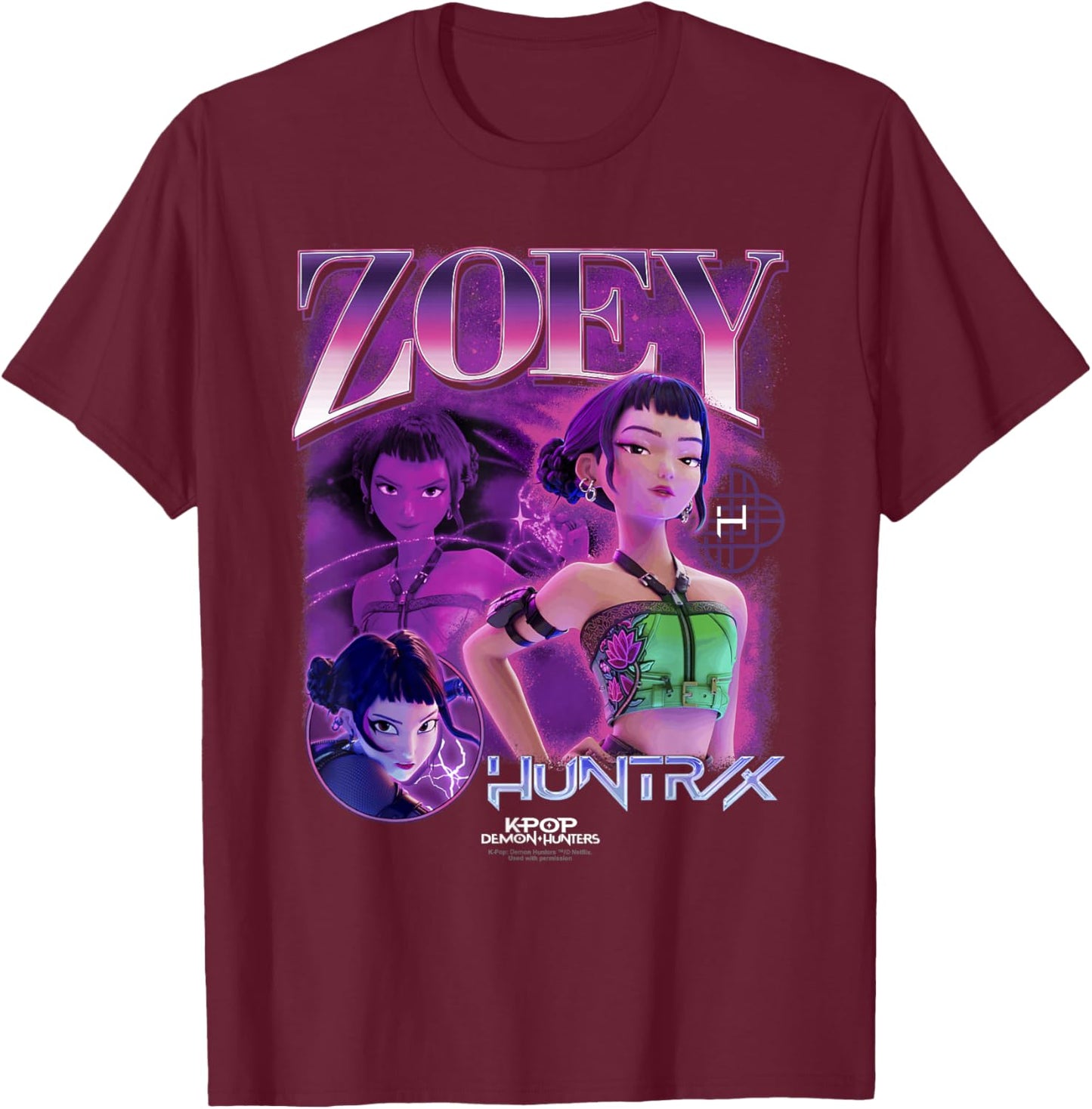 Kpop Demon Hunters Zoey Bootleg Officially Licensed T-Shirt - T-Shirt | Maroon