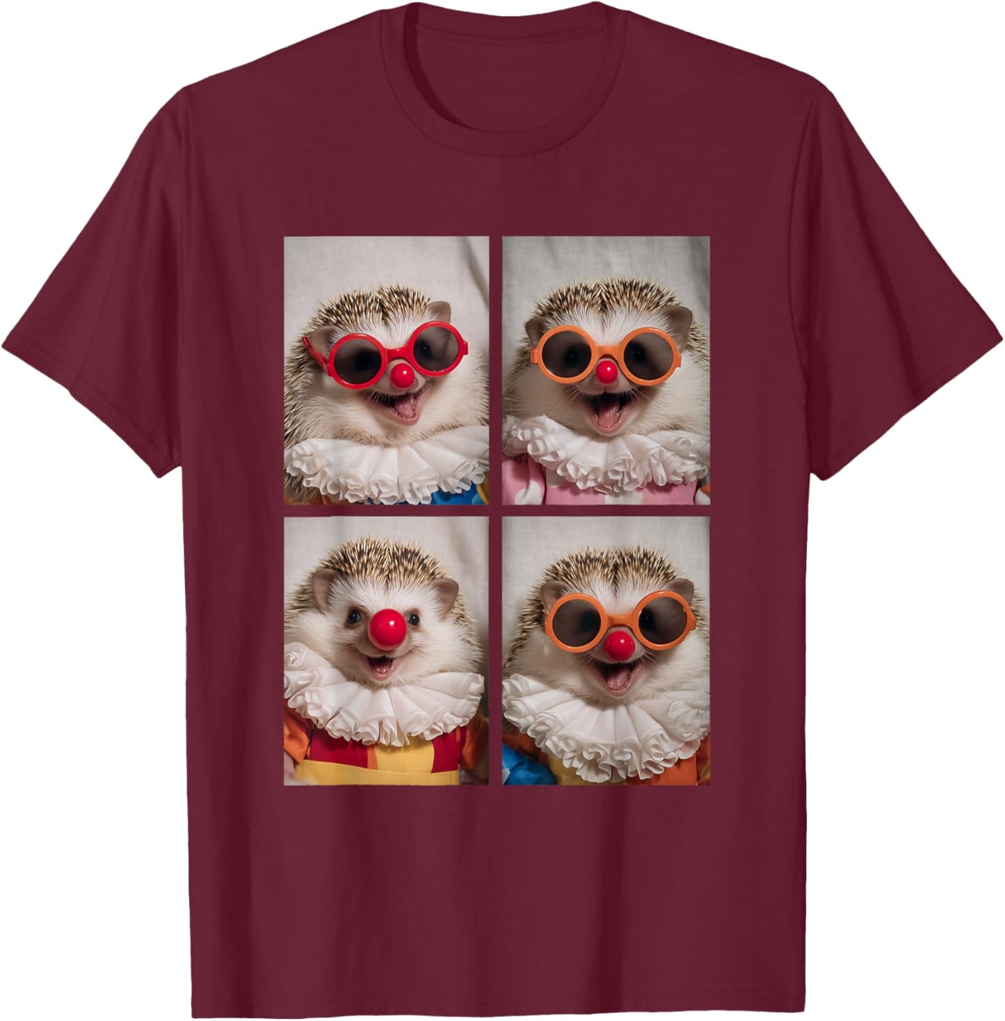 Cute Clown Hedgehogs with Sunglasses Kidcore Halloween T-Shirt - T-Shirt | Maroon