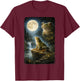 Funny Frog Art Design Frog Howling at The Moon T-Shirt - T-Shirt | Maroon