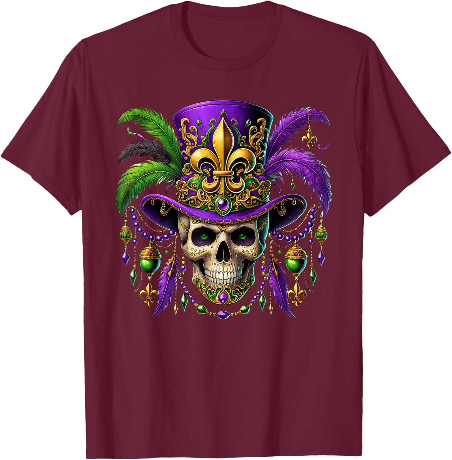 Mardi Gras Costume Sugar Skull Carnival Halloween Witch Men T-Shirt - T-Shirt | Maroon