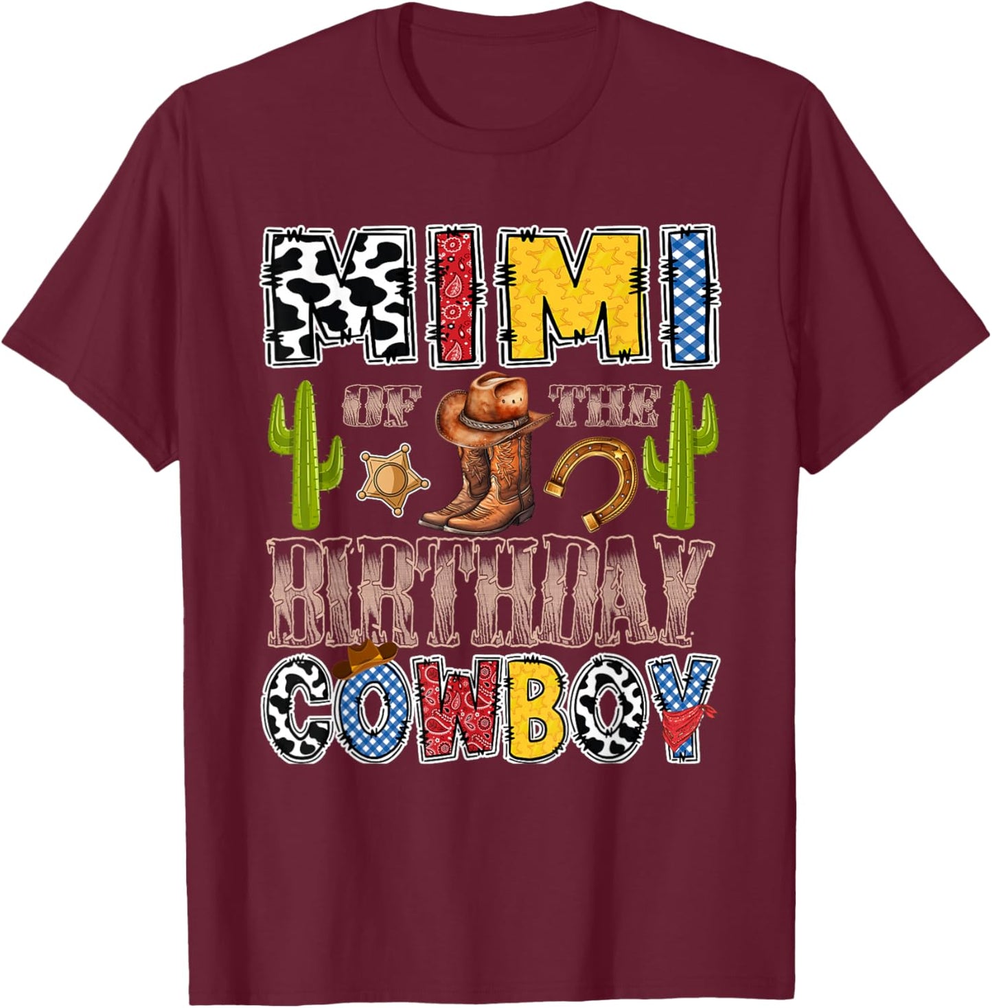 Mimi of The Birthday Cowboy Western Birthday Boy T-Shirt - T-Shirt | Maroon