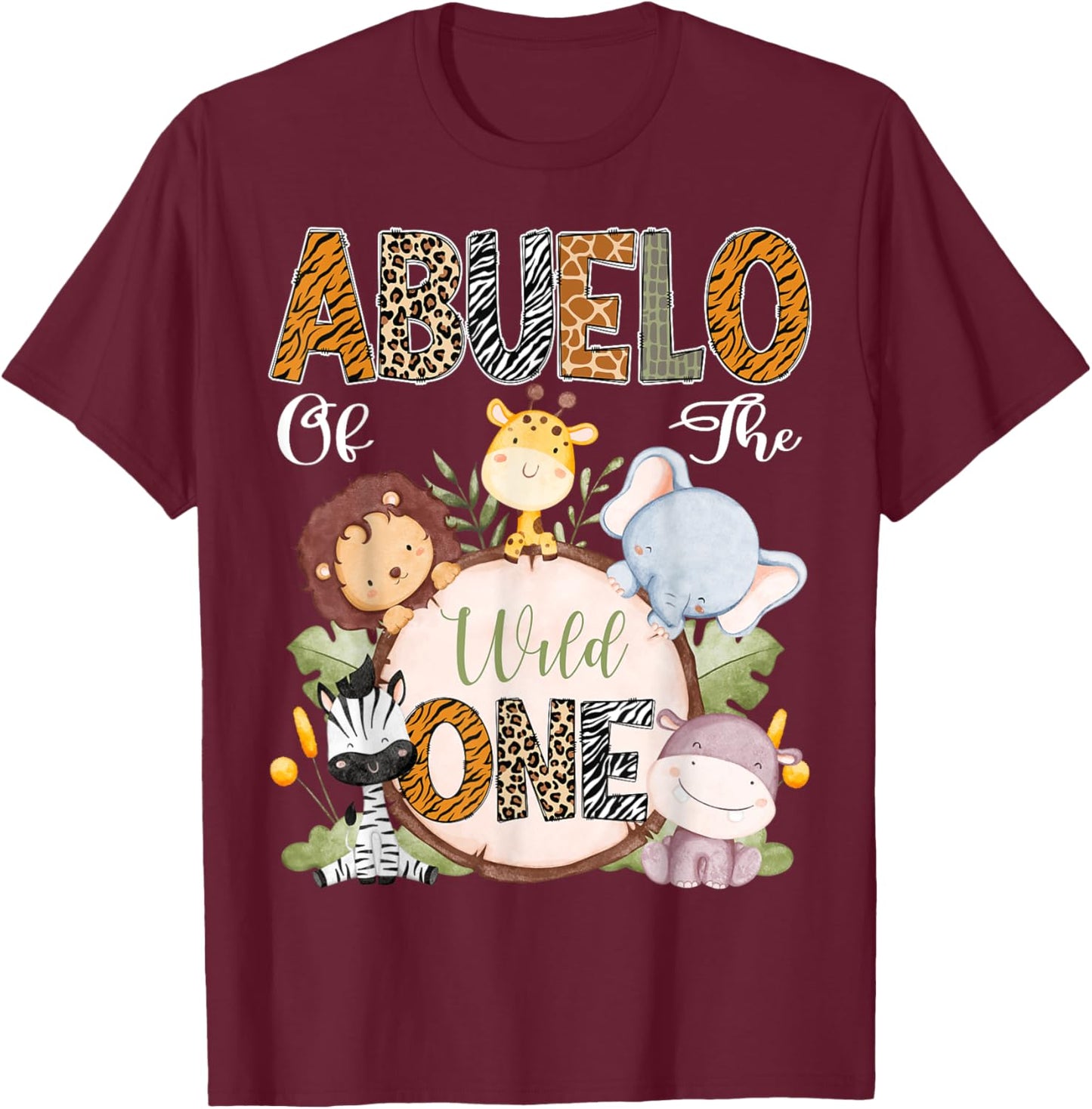 Abuelo Of The Wild One 1St Birthday Safari Woodland T-Shirt - T-Shirt | Maroon