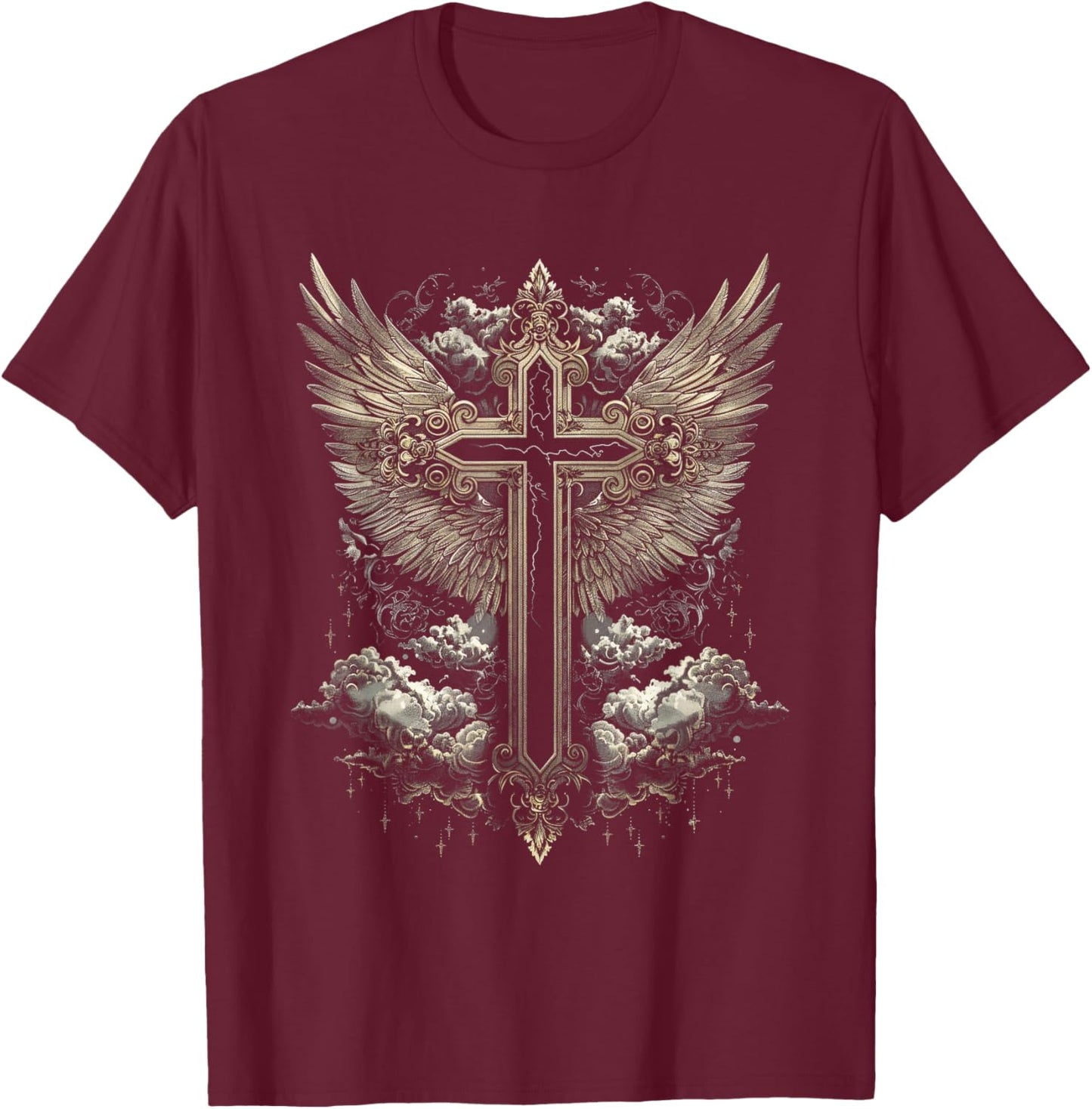 Gothic Cross Angel Goth Wings Gothic cross T-Shirt - T-Shirt | Maroon