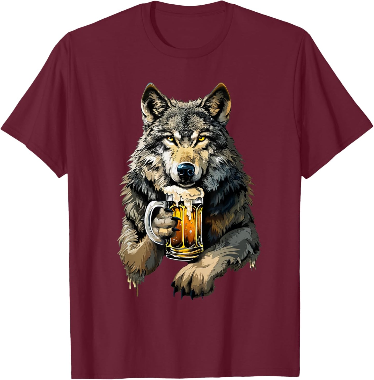 Wolf Beer T-Shirt - T-Shirt | Maroon