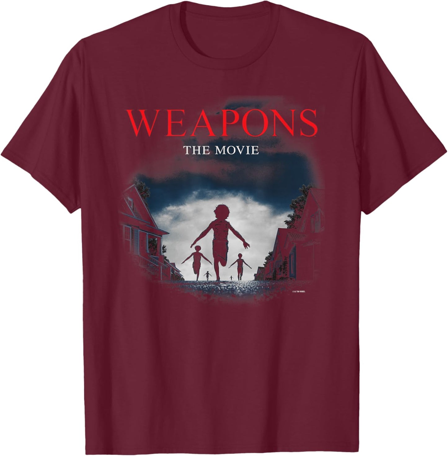 Weapons The Movie Poster Children Running to The Horizon T-Shirt - T-Shirt | Maroon