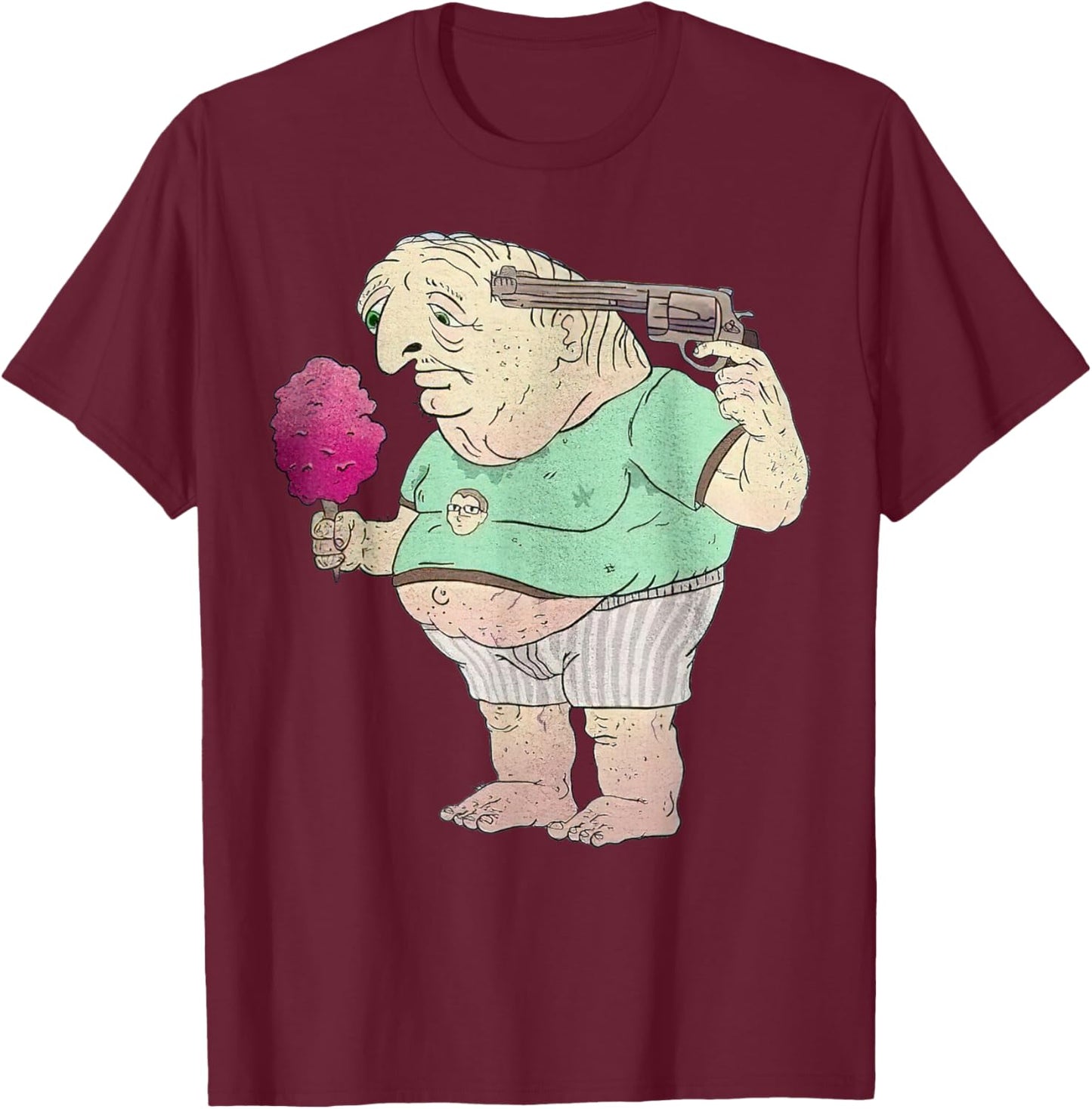 Desmond Smiling Friends Cotton Candy T-Shirt - T-Shirt | Maroon