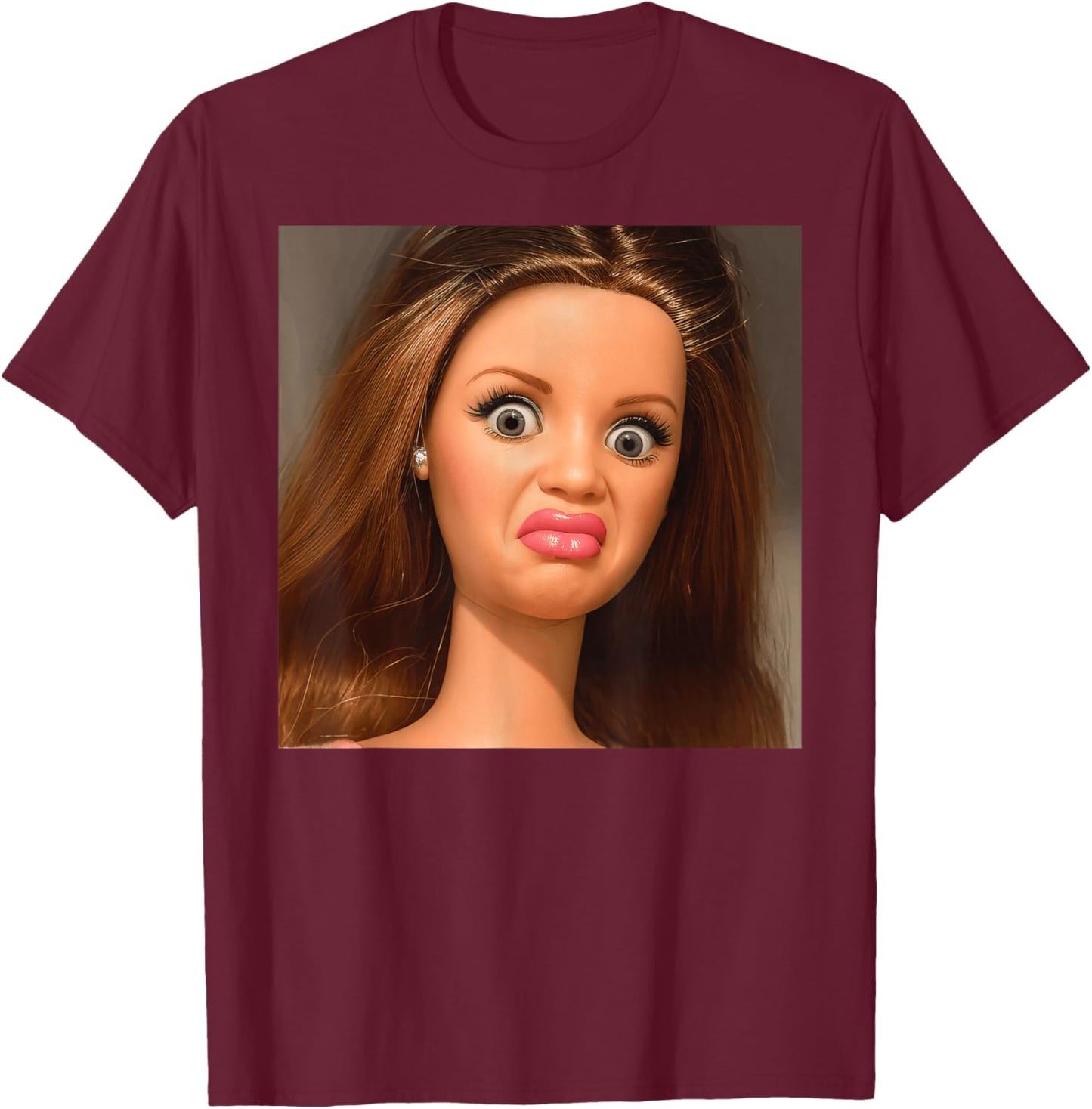 Disgusted Face Meme Doll Babe X Only Baby Love Date Fans T-Shirt - T-Shirt | Maroon