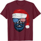 Hipster Santa US Flag Bearded Skull Sunglasses Patriotic T-Shirt - T-Shirt | Maroon