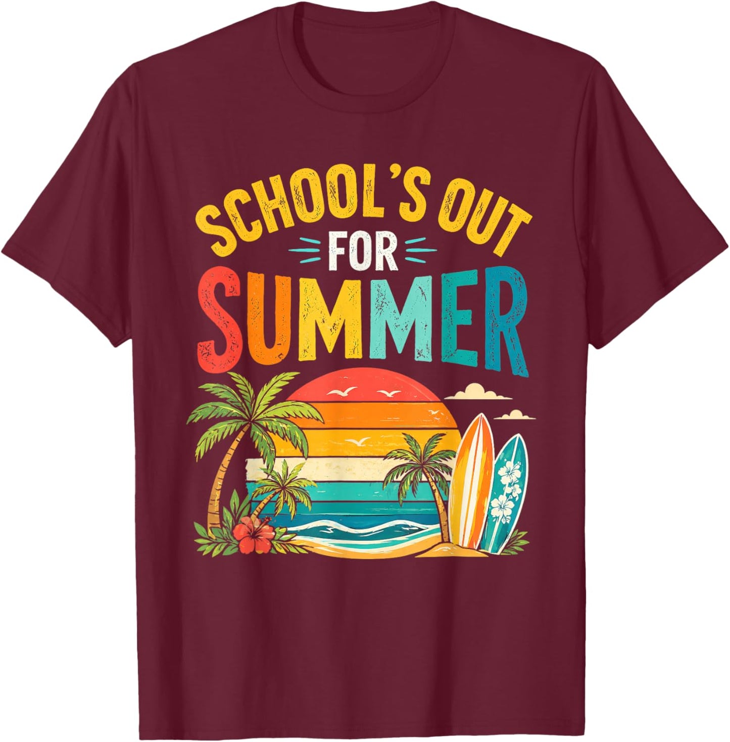 Last Day of School Schools Out for Summer Teacher Boys T-Shirt - T-Shirt | Maroon