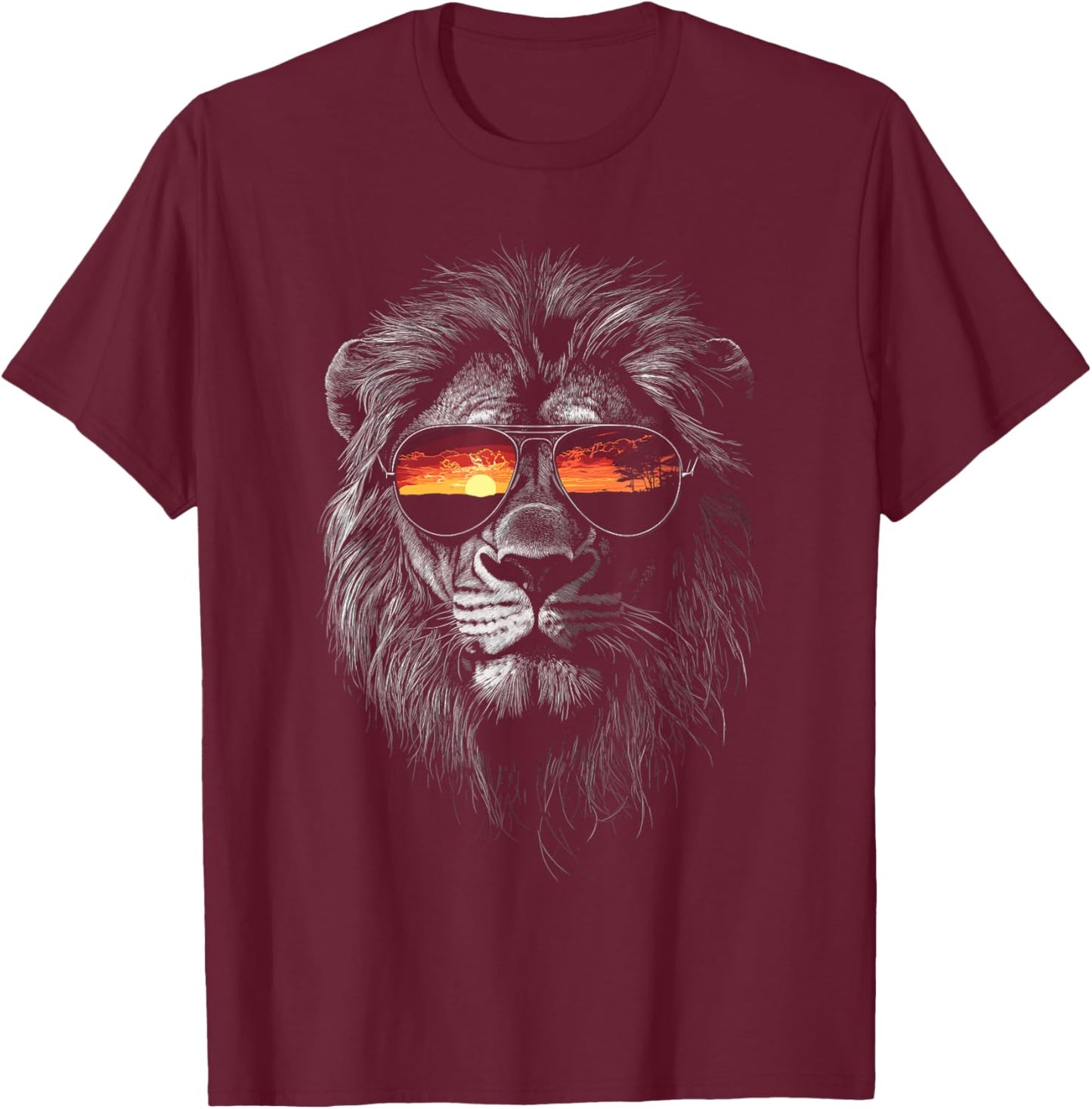 Retro Novelty Men Women Kids Boys Girls Funny Lion T-Shirt - T-Shirt | Maroon