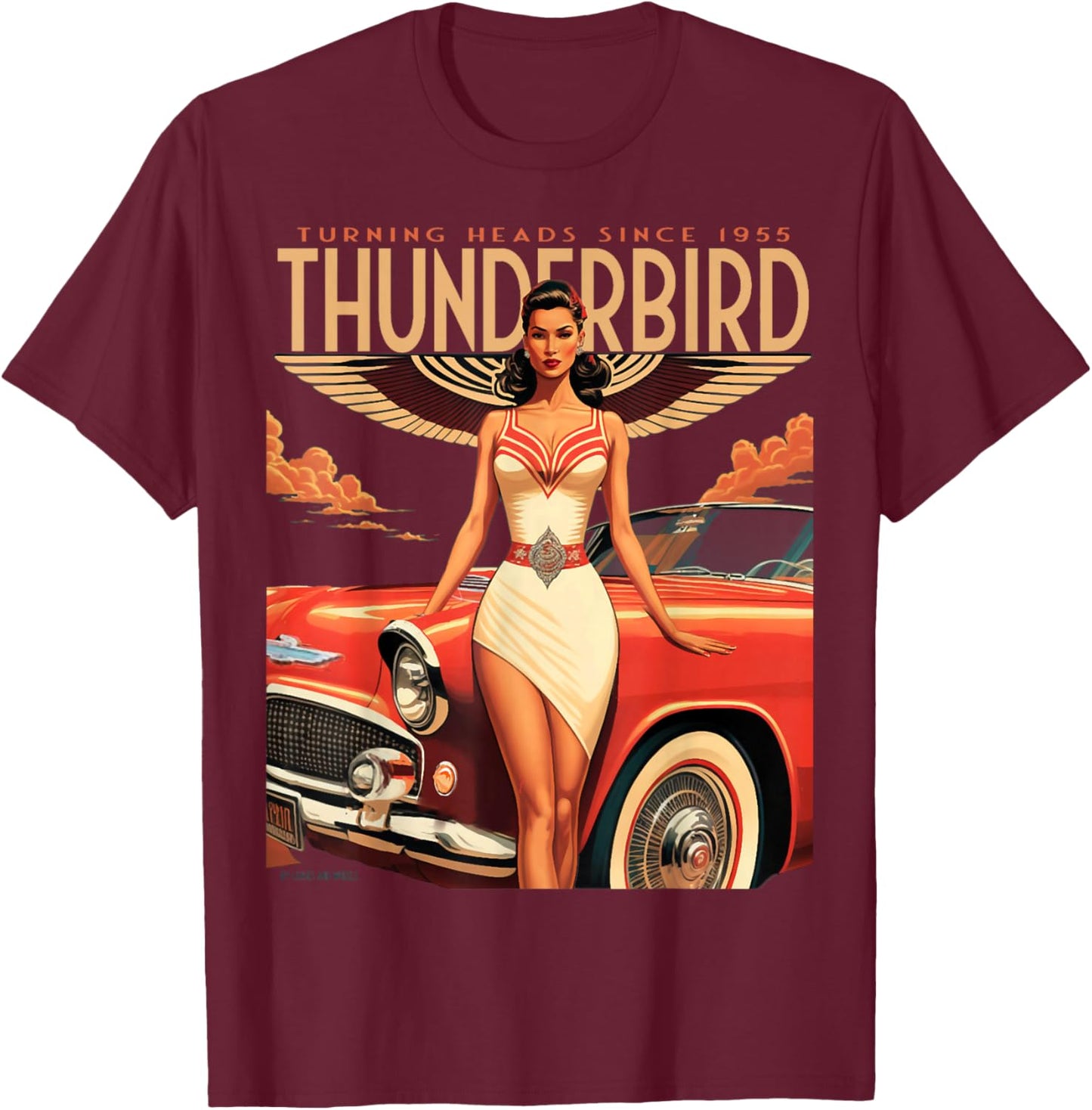 1955 1956 1957 Vintage Thunder Bird Chevys Truck Classic Car T-Shirt - T-Shirt | Maroon