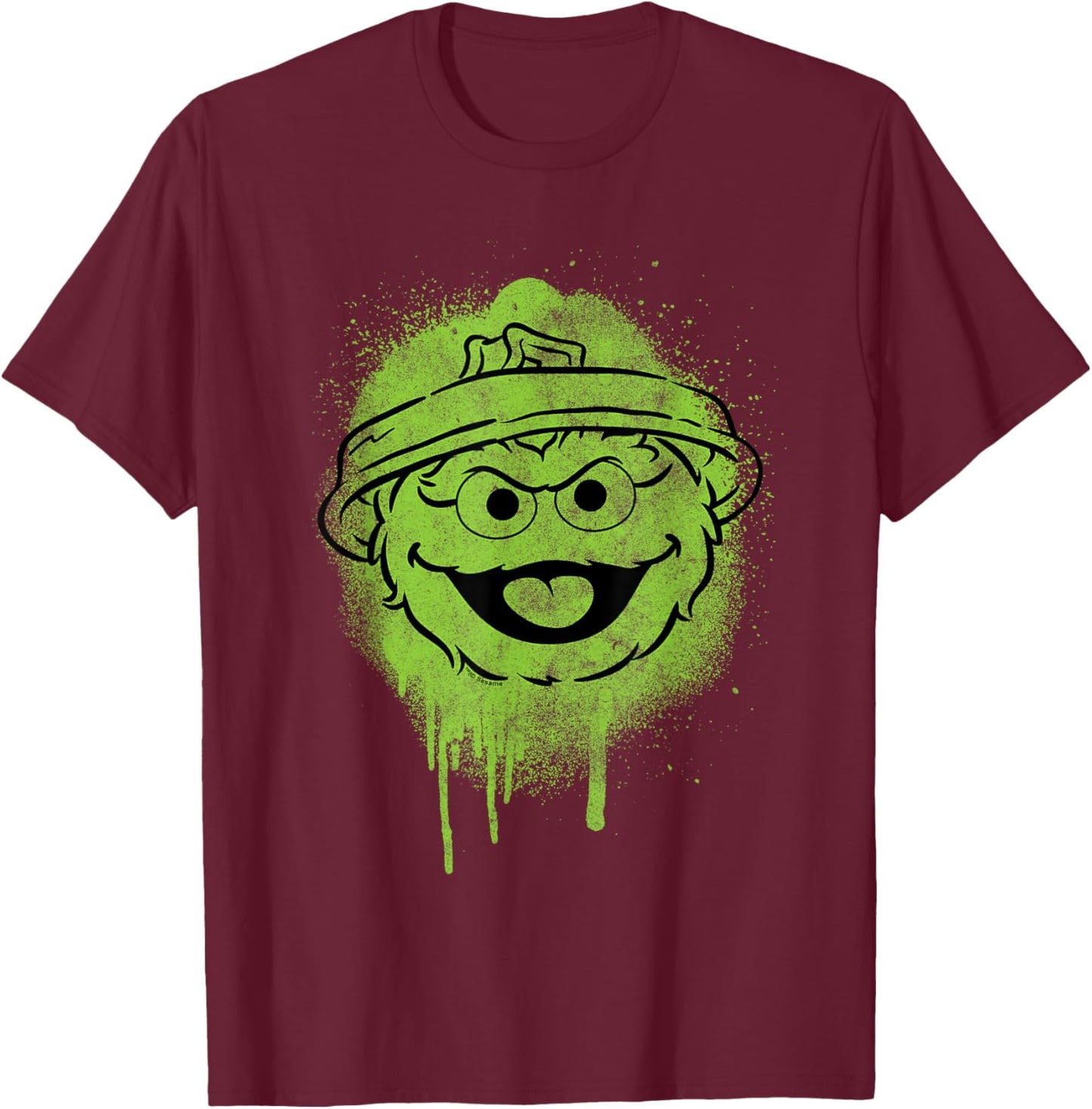 Sesame Street Oscar Graffiti Face Halloween Costume T-Shirt - T-Shirt | Maroon