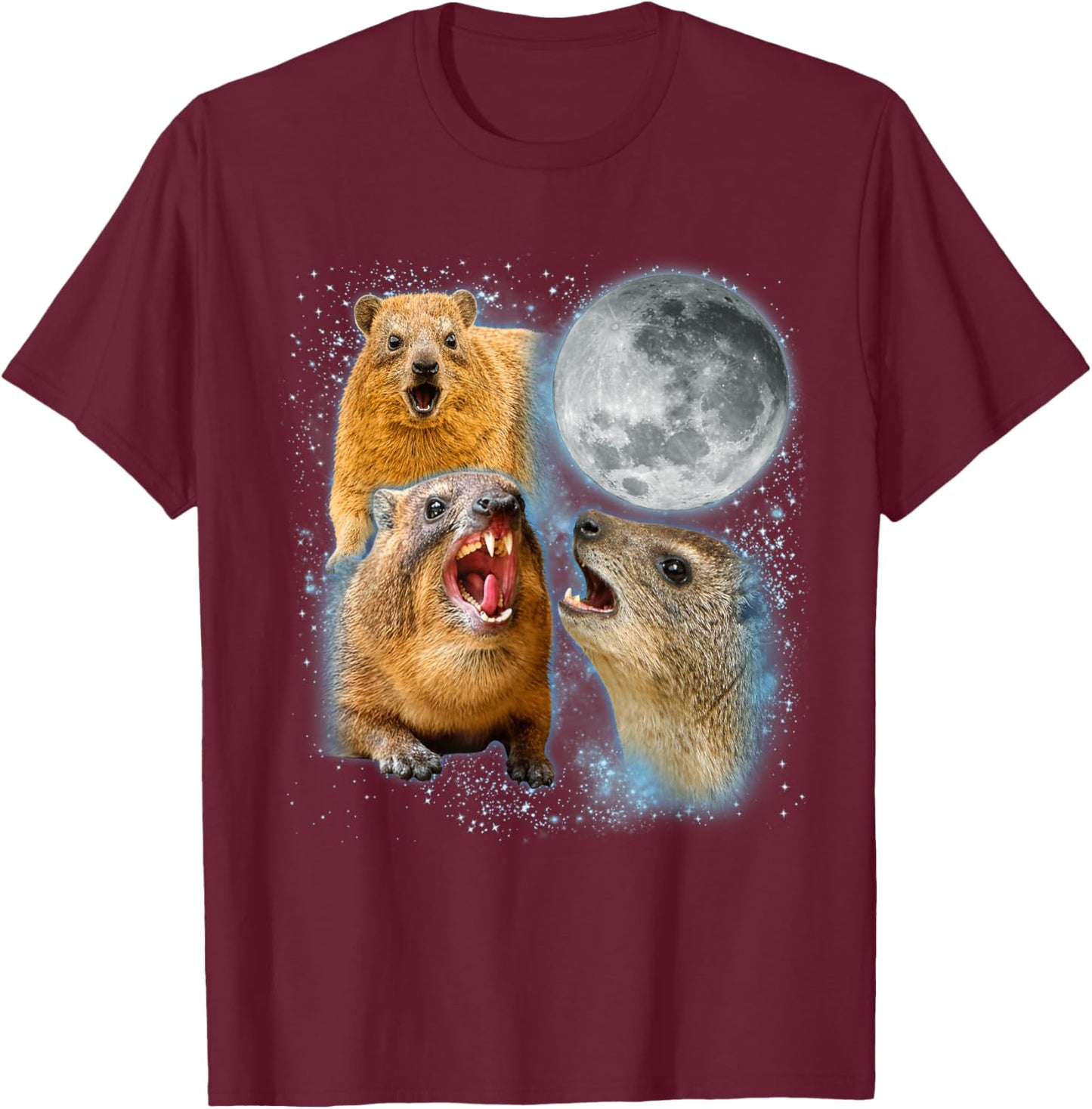 Hyrax Lover Galaxy Moon Wild Animal Wildlife Zoologist T-Shirt - T-Shirt | Maroon
