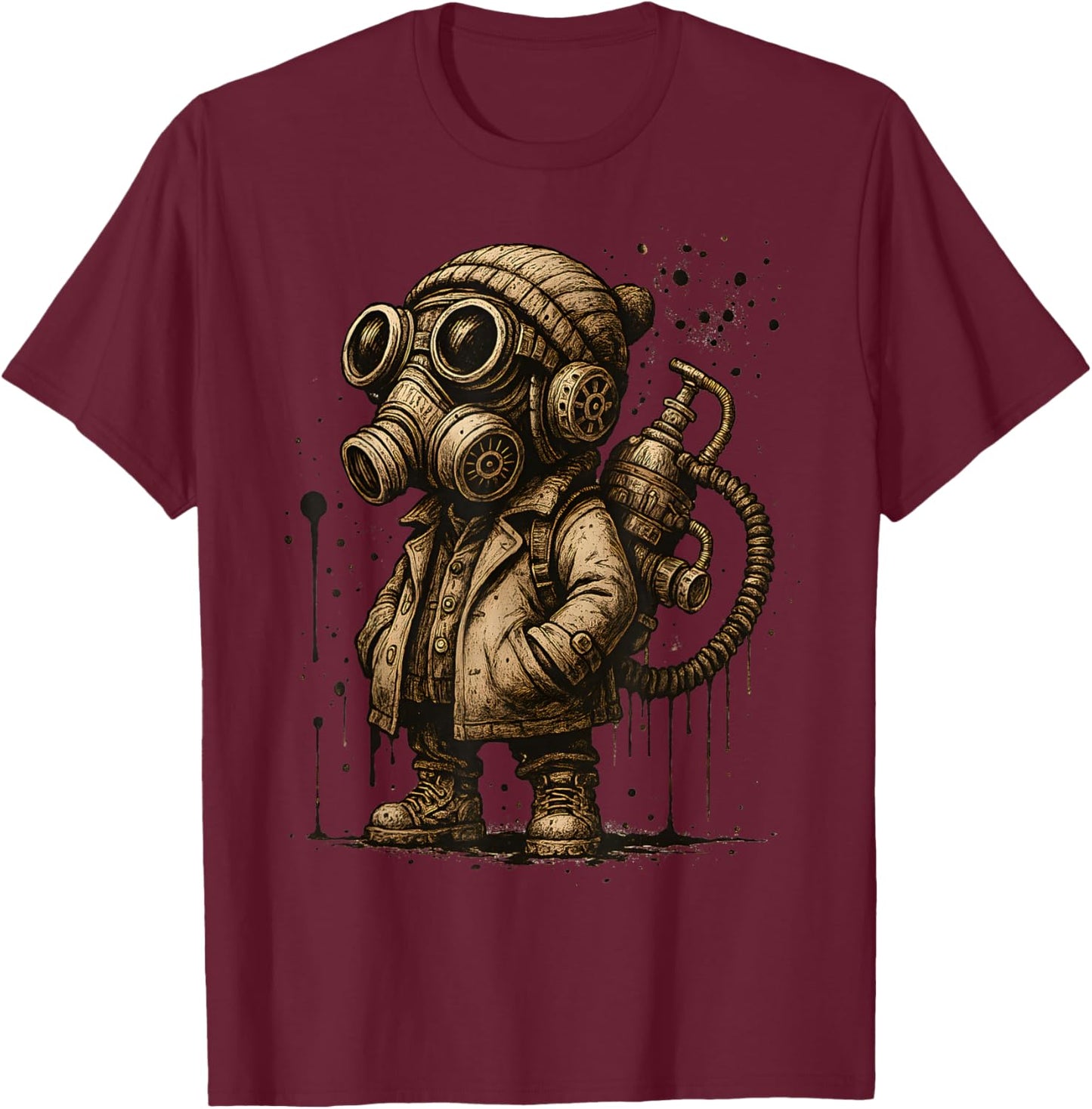Cool Vintage Style Gas Mask Character for Kids T-Shirt - T-Shirt | Maroon