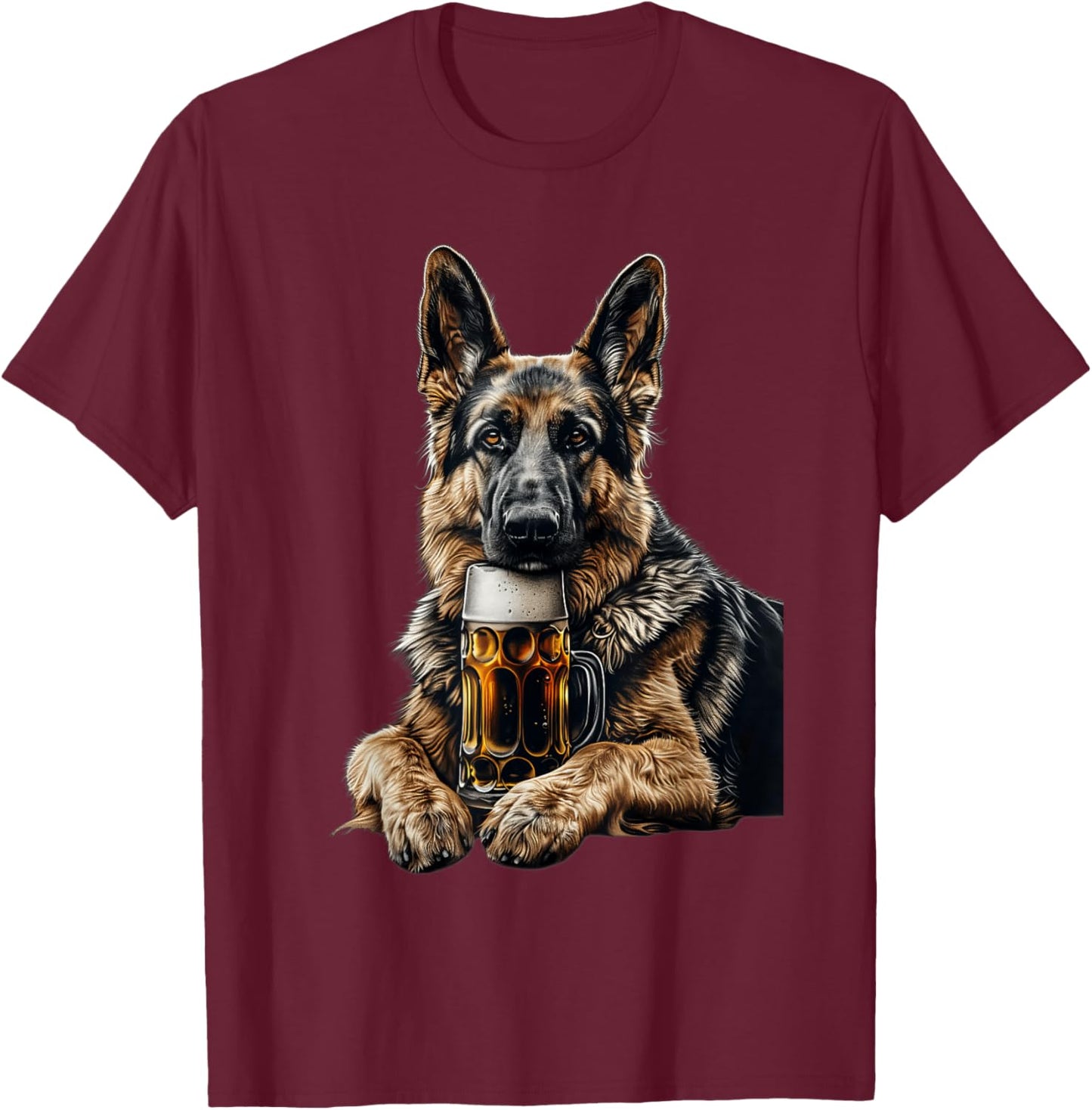 German Shepherd Beer T-Shirt - T-Shirt | Maroon