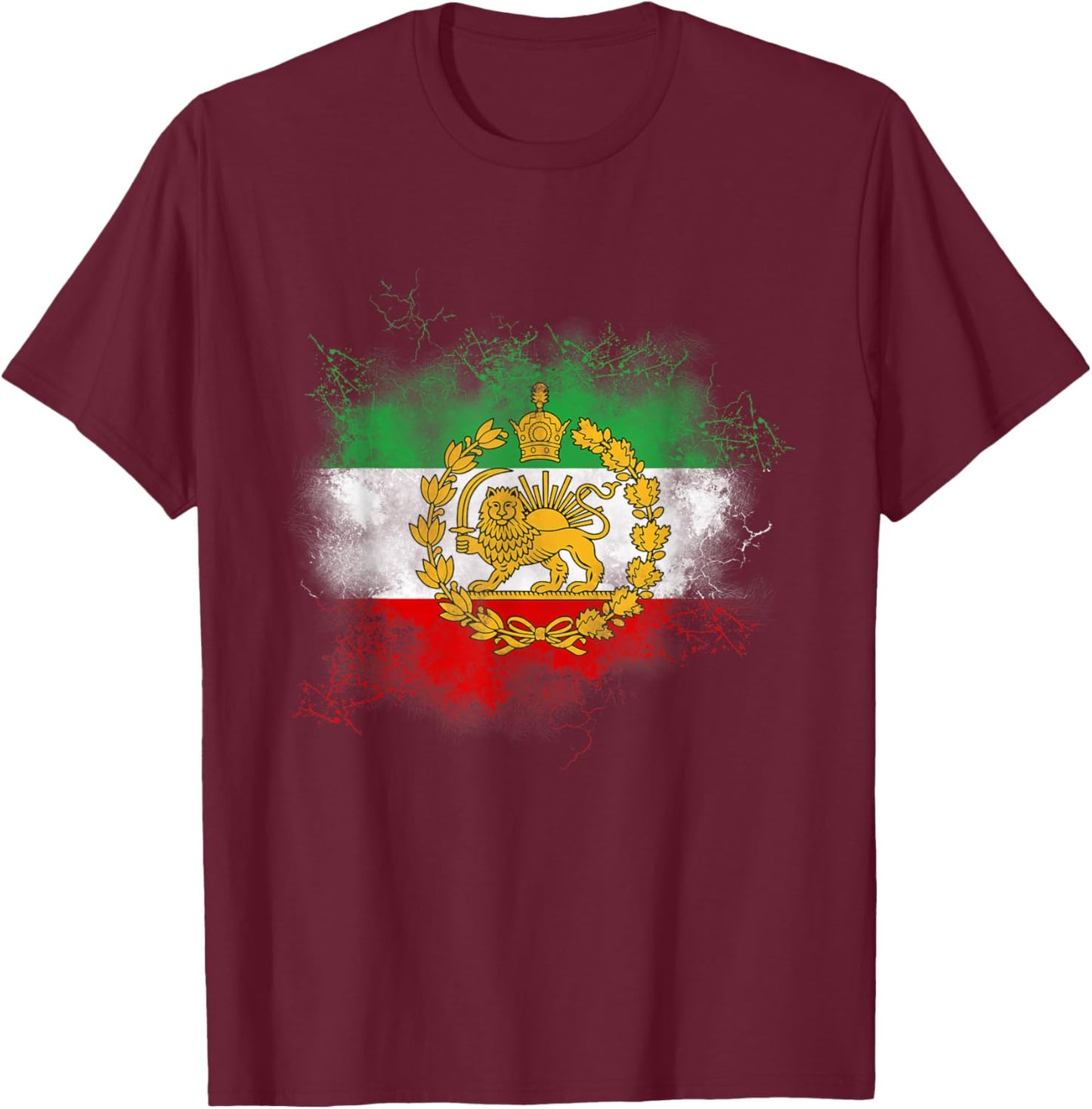 Lion Sun Flag of Iran, Iran, Persian, Shir o Khorshid T-Shirt - T-Shirt | Maroon
