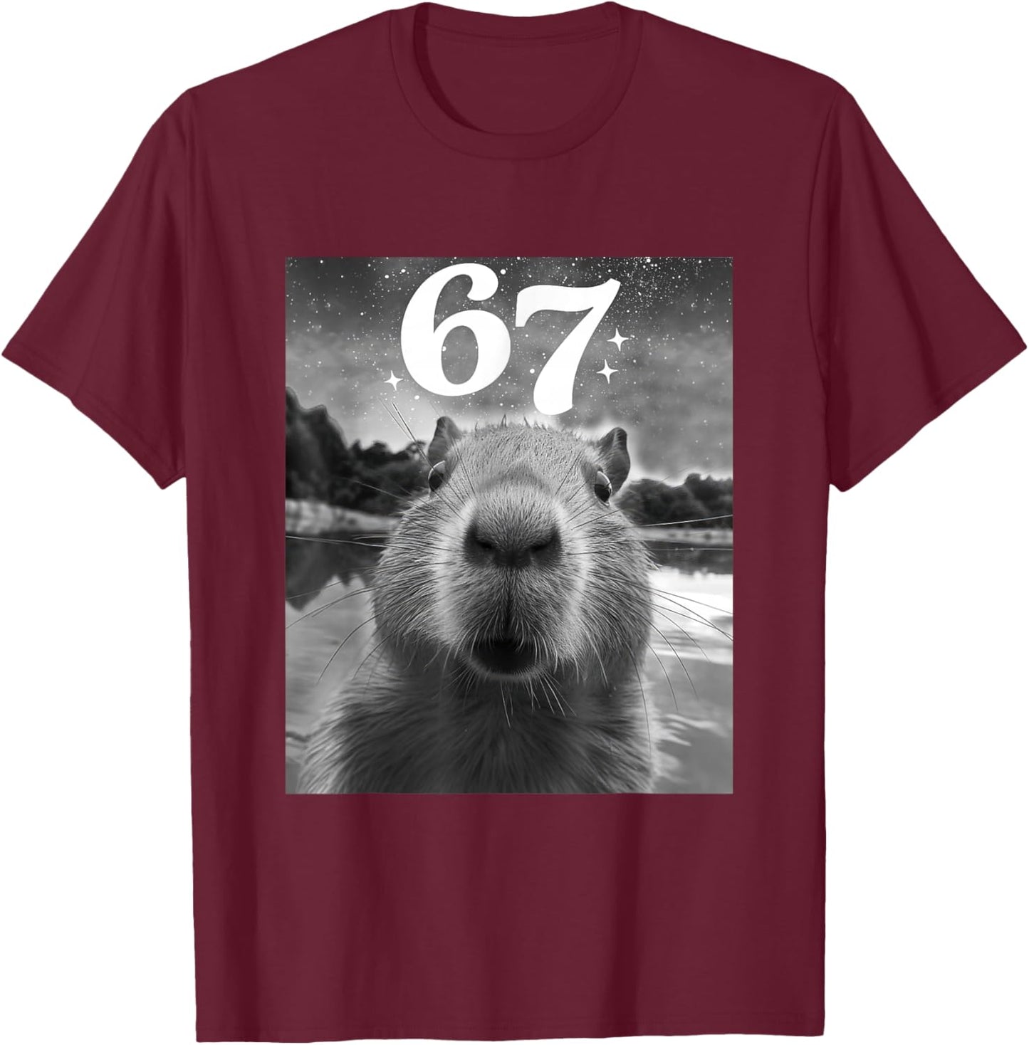 Capybara Selfie with 67 Meme Capy Graphic Women Kid T-Shirt - T-Shirt | Maroon