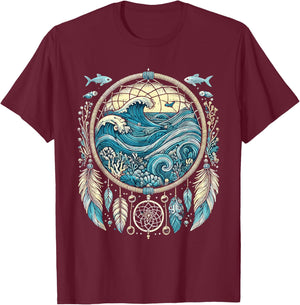 Surreal Dream Catcher Bohemian Spiritual festival fashion T-Shirt - T-Shirt | Maroon