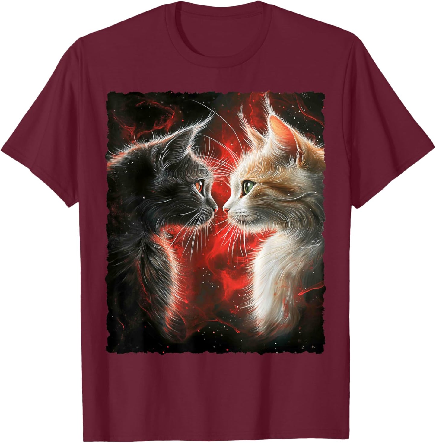 Cute Magical Cat Kitten Fantasy Art Design T-Shirt - T-Shirt | Maroon