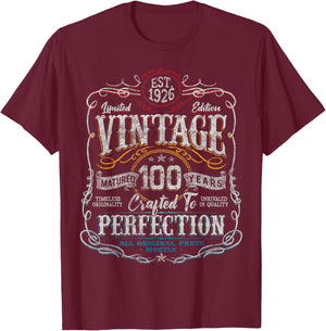 Vintage 1926 Limited Edition 100 Year Old 100th Birthday T-Shirt - T-Shirt | Maroon