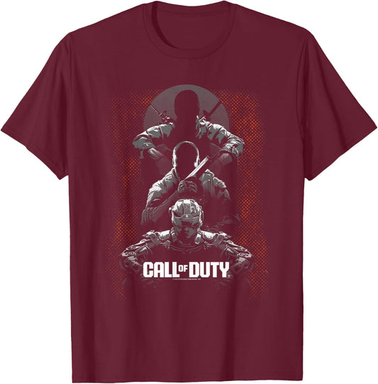 Call of Duty Black Ops Halftone Video Game T-Shirt - T-Shirt | Maroon