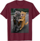 Funny Cat Smoking Cigarette and Drinking T-Shirt - T-Shirt | Maroon