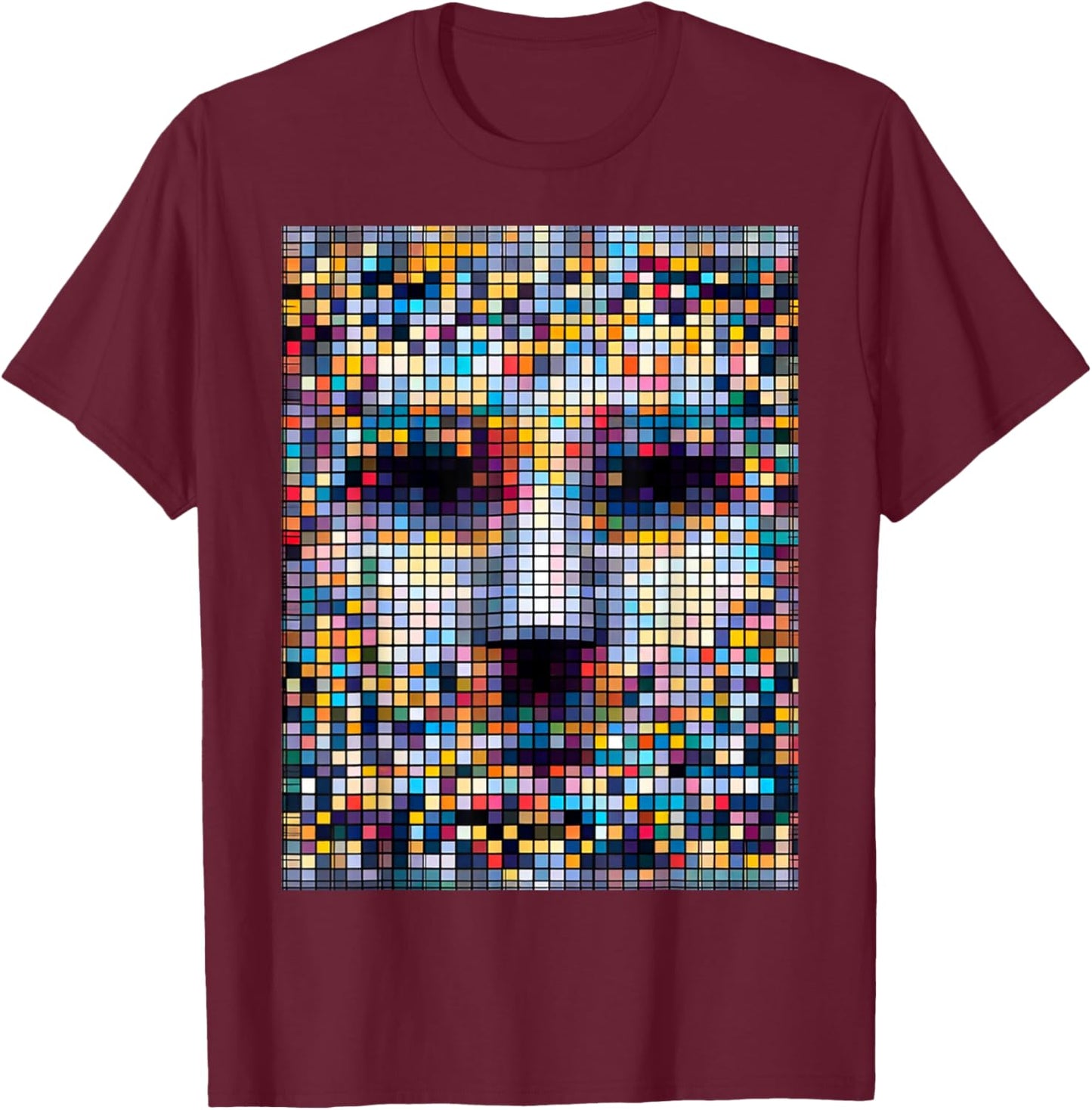 Glitchgear Anti-Surveillance Adversarial Fashion Anti-Facial Recognition Pixelated , Small, Black T-Shirt - T-Shirt | Maroon