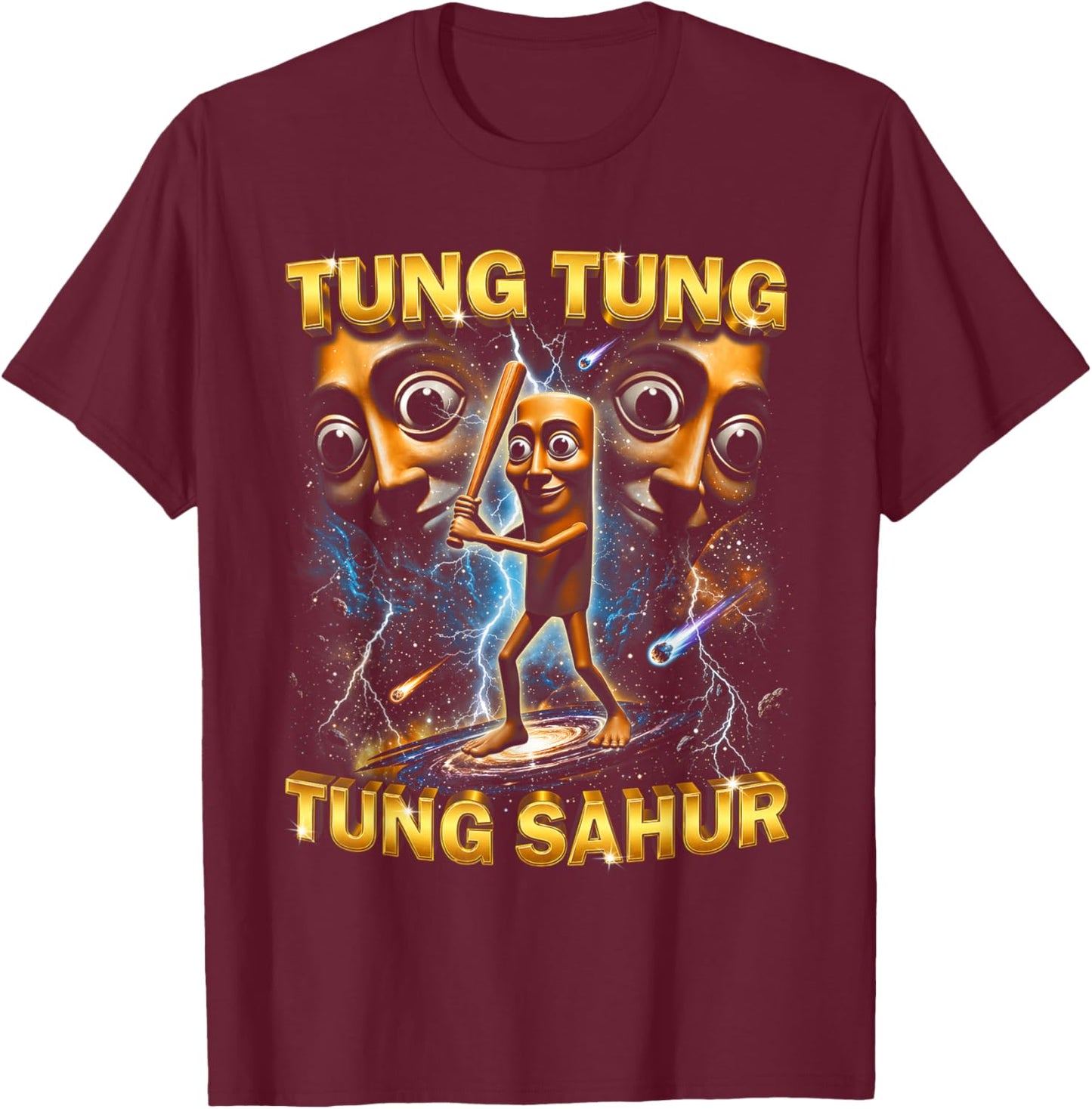 Funny Italian Brainrot Meme Tung Tung Tung Sahur T-Shirt - T-Shirt | Maroon
