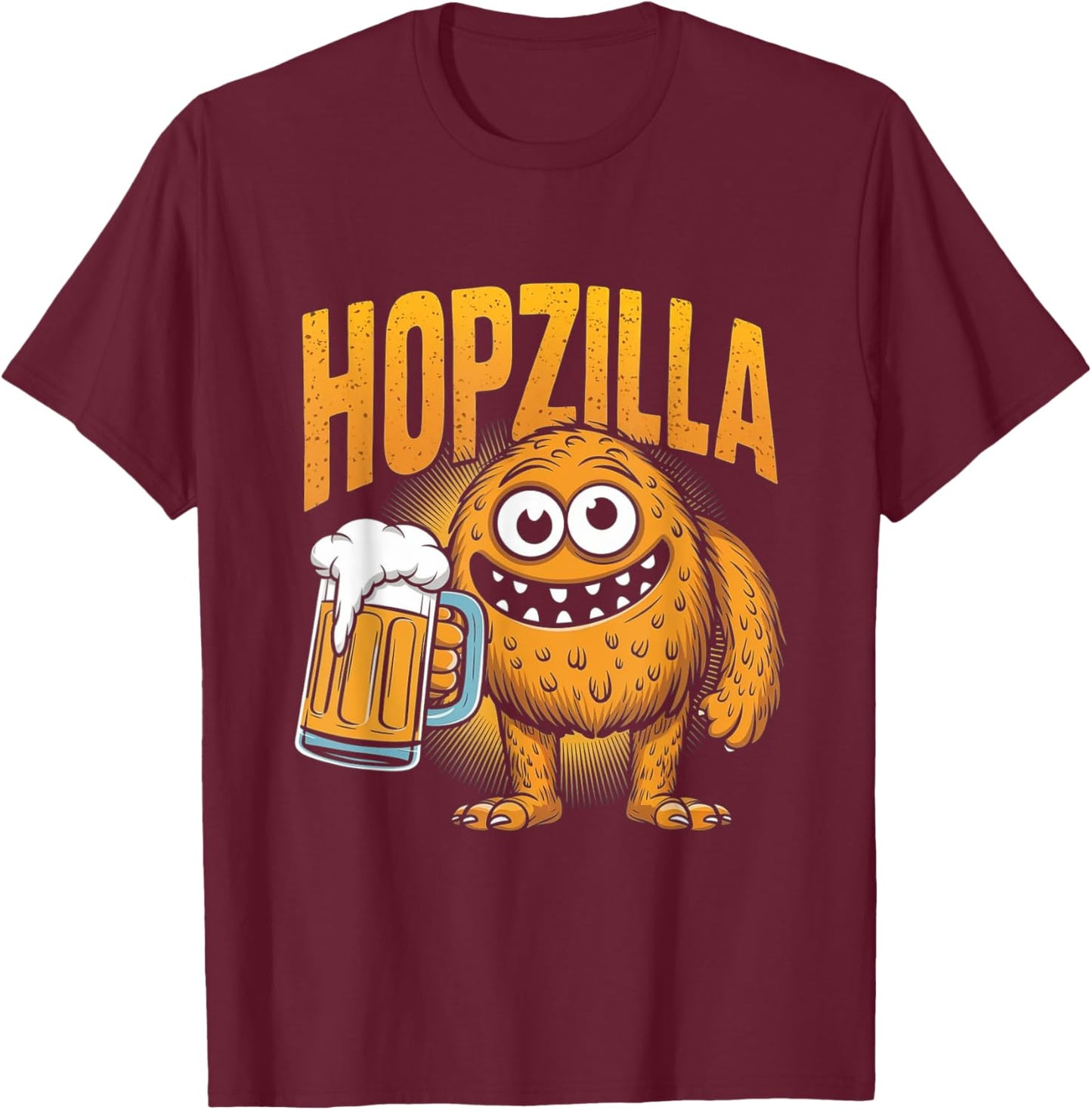 Hopzilla Funny IPA Beer Monster Beer Drinking T-Shirt - T-Shirt | Maroon